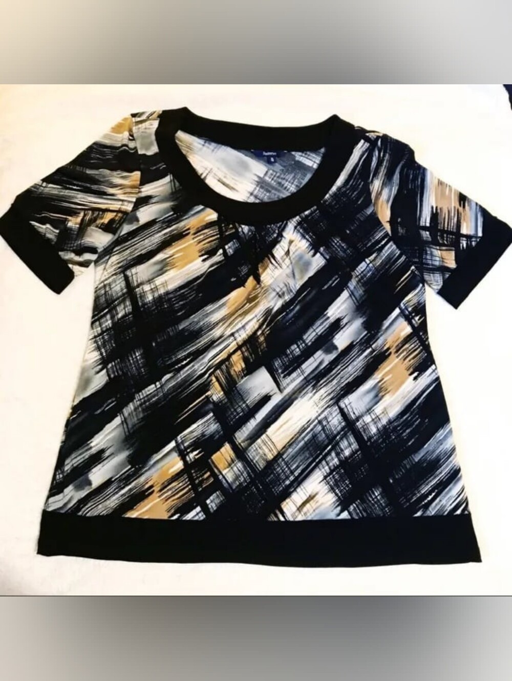 Reitmans XL Short Sleeve Top Tee Shirt, Brushstroke Design, Plus Size